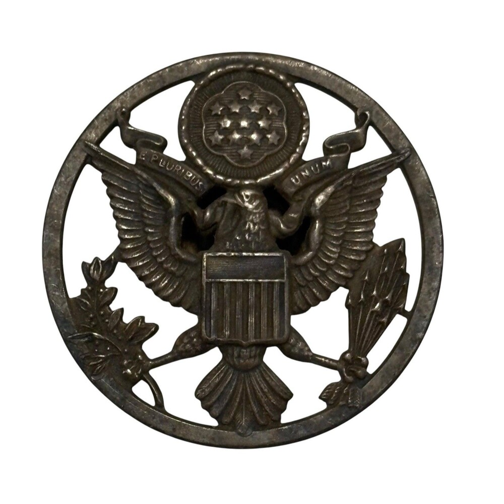 US Army Air Force Enlisted Dress Cap Badge Insignia Screw Back E PLURIBUS UNUM